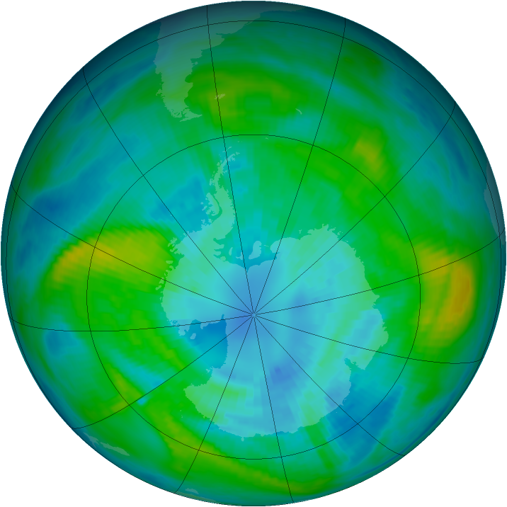 Antarctic ozone map for 01 April 1979